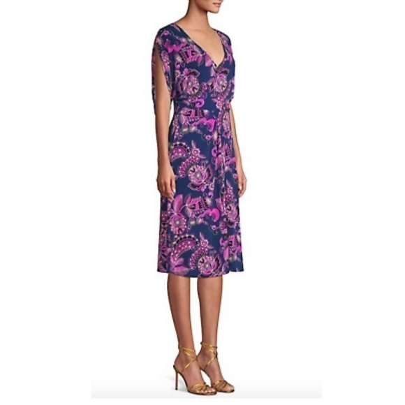 Trina Turk‎ Paisley Print Faux Wrap Jersey Dress - Picture 2 of 16
